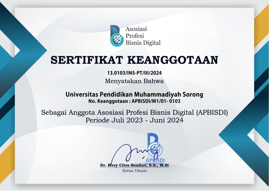 Program Studi Bisnis Digital UNIMUDA Sorong resmi menjadi anggota APBISDI